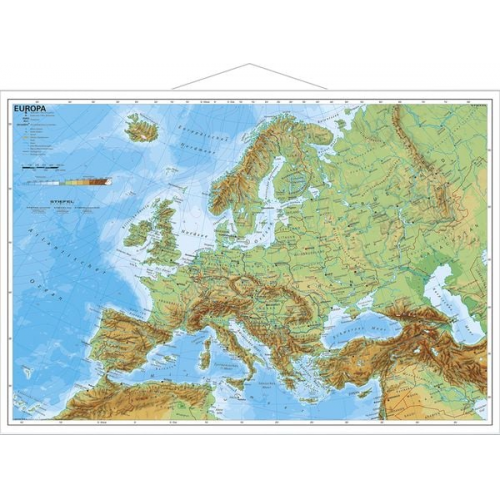Heinrich Stiefel - Europa physisch im Miniformat. Wandkarte mit Metallleiste