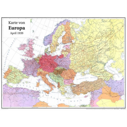 Historische Karte: EUROPA im April 1939 (gerollt)