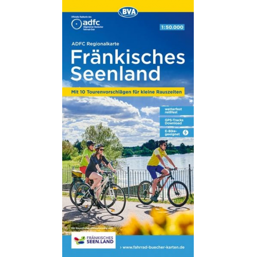 ADFC-Regionalkarte Fränkisches Seenland, 1:50.000, mit Tagestourenvorschlägen, reiß- und wetterfest, E-Bike-geeignet, GPS-Tracks Download