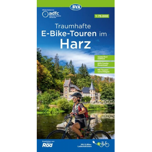 ADFC-Regionalkarte Traumhafte E-Bike-Touren im Harz, 1:75.000, mit Tagestourenvorschlägen, reiß- und wetterfest, GPS-Tracks Download