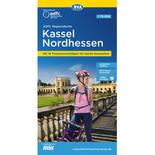 ADFC-Regionalkarte Kassel Nordhessen, 1:75.000, mit Tagestourenvorschlägen, reiß- und wetterfest, E-Bike-geeignet, GPS-Tracks-Download