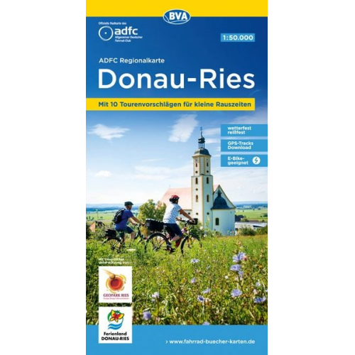 ADFC-Regionalkarte Donau-Ries, 1:50.000, mit Tagestourenvorschlägen, reiß- und wetterfest, E-Bike-geeignet, GPS-Tracks Download