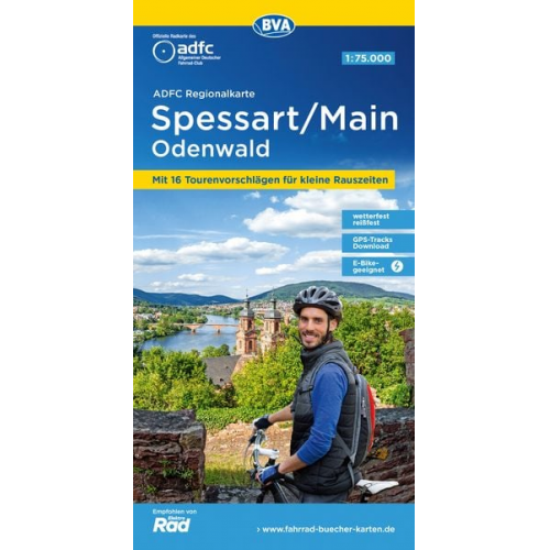 ADFC-Regionalkarte Spessart/Main/Odenwald, 1:75.000, mit Tagestourenvorschlägen, reiß- und wetterfest, E-Bike-geeignet, GPS-Tracks Download