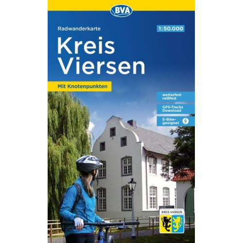 Radwanderkarte BVA Kreis Viersen mit Knotenpunkten, 1:50.000, reiß- und wetterfest, GPS-Tracks Download, E-Bike-geeignet