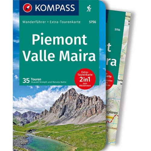 Oswald Stimpfl Renato Botte - KOMPASS Wanderführer Piemont, Valle Maira, 35 Touren mit Extra-Tourenkarte