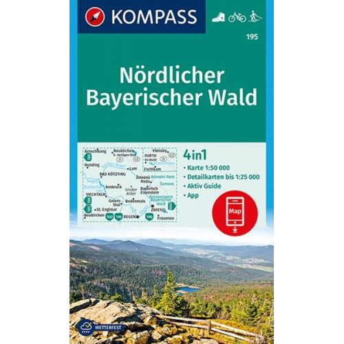 KOMPASS Wanderkarte 195 Nördlicher Bayerischer Wald 1:50.000