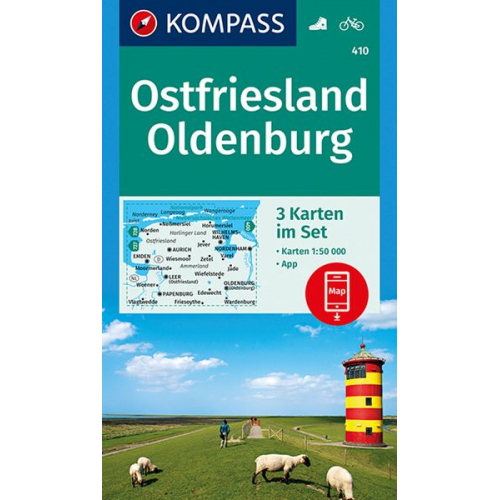 KOMPASS Wanderkarten-Set 410 Ostfriesland, Oldenburg (3 Karten) 1:50.000