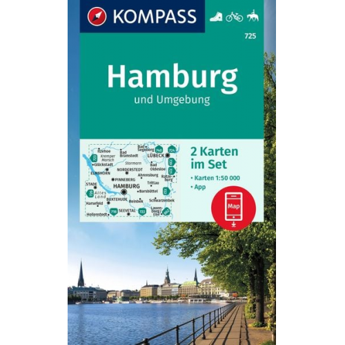 KOMPASS Wanderkarten-Set 725 Hamburg und Umgebung (2 Karten) 1:50.000