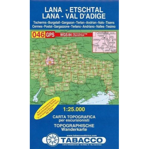 Tabacco Wandern 1 : 25 000 Lana Etschtal