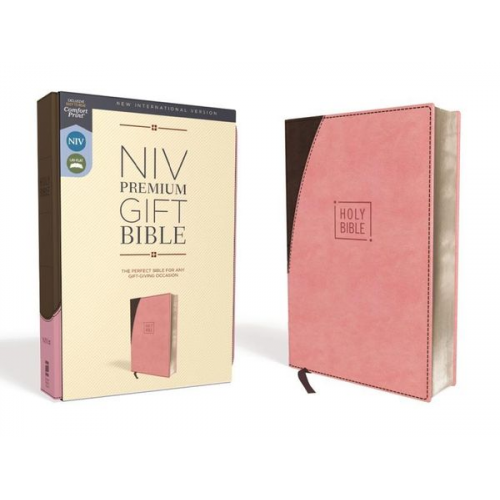 Zondervan - Niv, Premium Gift Bible, Leathersoft, Pink/Brown, Red Letter Edition, Comfort Print