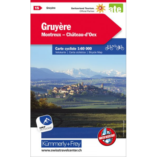 Radwanderkarte Gruyère - Montreux - Gstaad mit Ortsindex (15