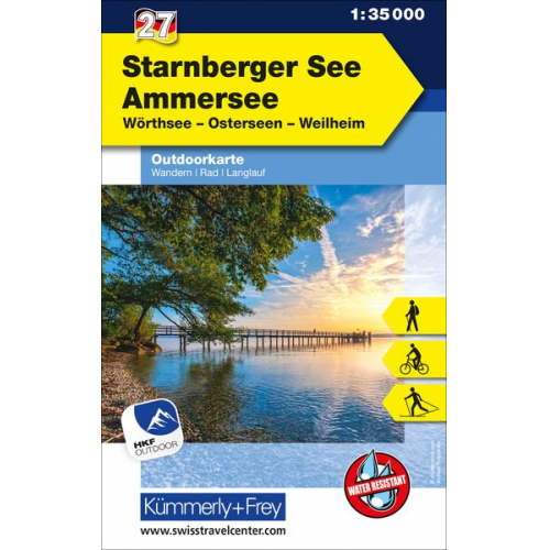 Starnberger See Ammersee Wörthsee, Osterseen, Weilheim, Nr. 27 Outdoorkarte Deutschland 1:35 000