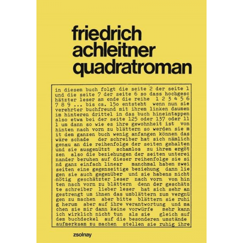 Friedrich Achleitner - Quadratroman