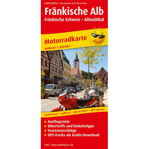 Motorradkarte Fränkische Alb - Fränkische Schweiz - Altmühltal 1:200 000