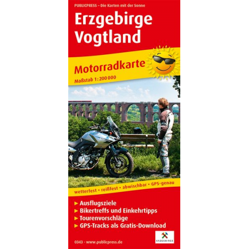 Motorradkarte Erzgebirge - Vogtland 1:200 000