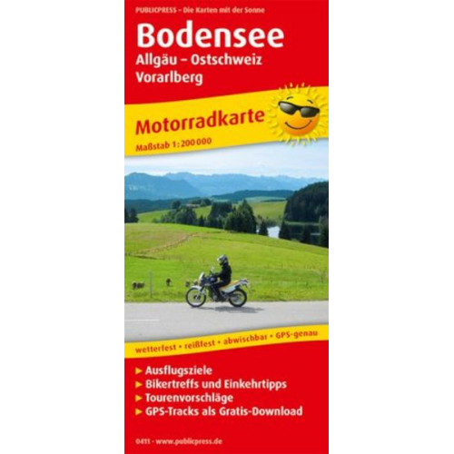 Motorradkarte Bodensee, Allgäu - Ostschweiz - Vorarlberg