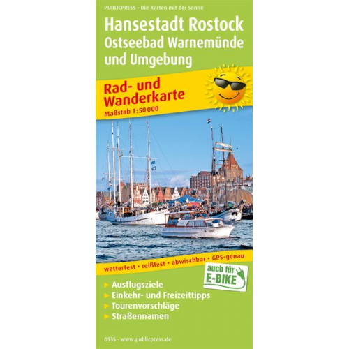 Hansestadt Rostock, Ostseebäder Kühlungsborn, Warnemünde, Graal-Müritz 1:50 000