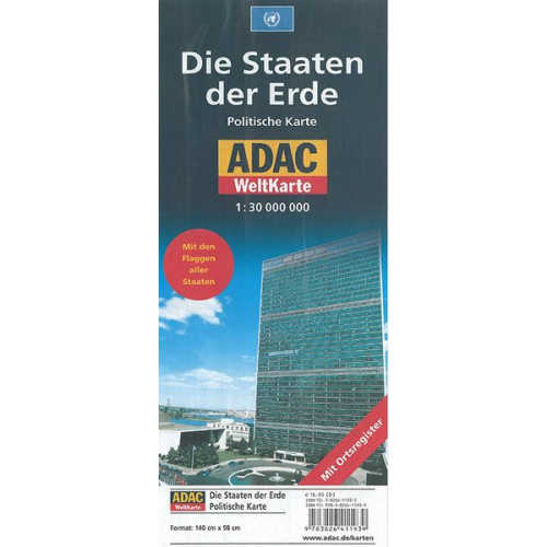 ADAC Weltkarte. Die Staaten der Erde 1 : 30 000 000. Plano