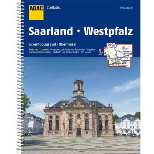 ADAC StadtAtlas Saarland mit Idar-Oberstein, Kaiserslautern, Luxembourg