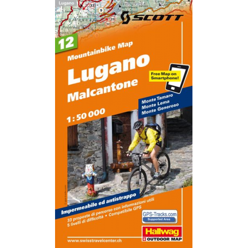 MTB-Karte 12 Lugano, Malcantone 1:50.000