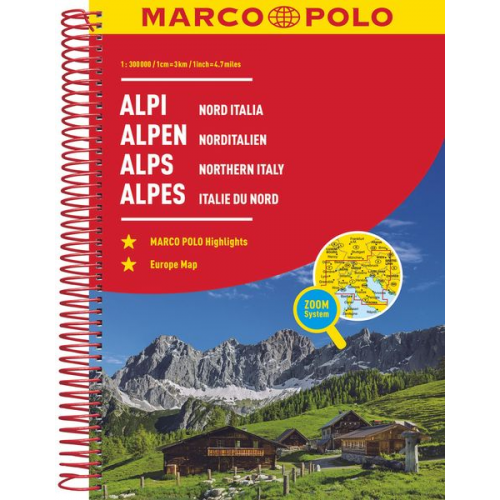 Marco Polo Verlag - MARCO POLO Reiseatlas Alpen, Norditalien 1:300.000