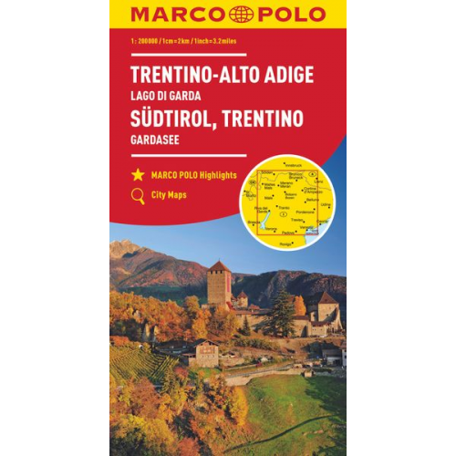 MARCO POLO Regionalkarte Italien 03 Südtirol, Trentino, Gardasee 1:200.000