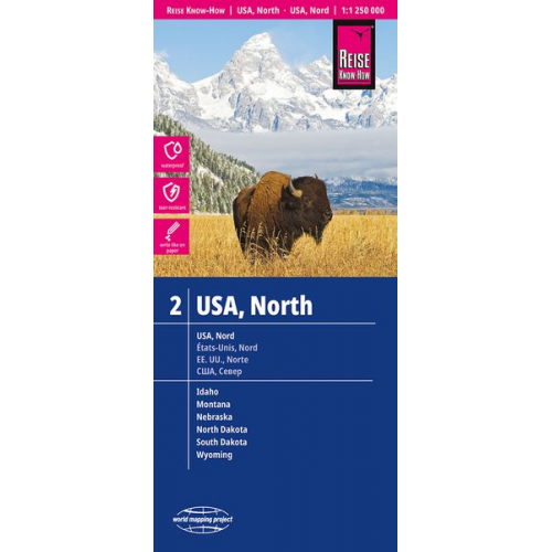 Reise Know-How Verlag Peter Rump - Reise Know-How Landkarte USA, Nord / USA, North (1:1.250.000) : Idaho, Montana, Wyoming, North Dakota, South Dakota, Nebraska