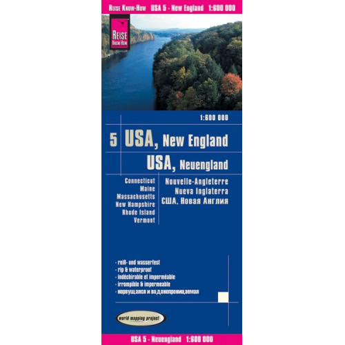 Reise Know-How Verlag Peter Rump - Reise Know-How Landkarte USA 05, Neuengland (1:600.000) : Connecticut, Maine, Massachusetts, New Hampshire, Rhode Island, Vermont