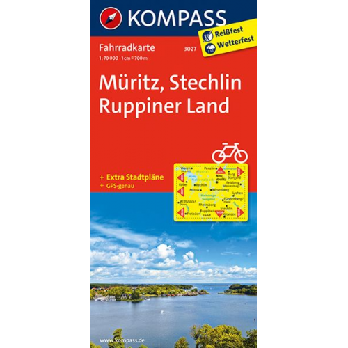 KOMPASS Fahrradkarte 3027 Müritz, Stechlin, Ruppiner Land 1: