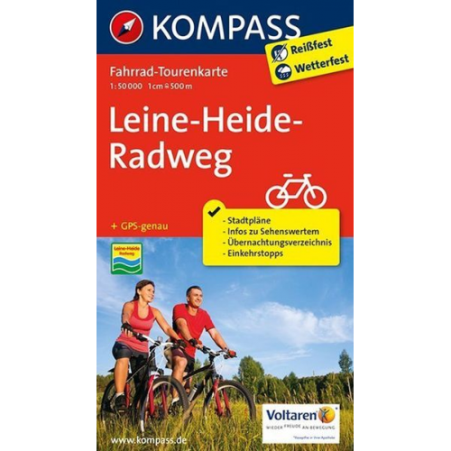 KOMPASS Fahrrad-Tourenkarte Leine-Heide-Radweg 1:50.000