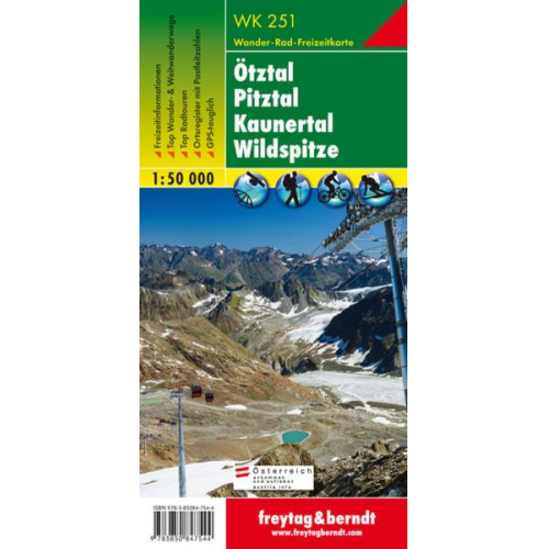 Ötztal, Pitztal, Kaunertal, Wildspitze 1 : 50 000. WK 251