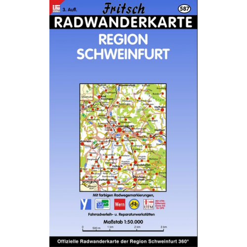 Fritsch Landkartenverlag - Radkarte Region Schweinfurt 1 : 50 000