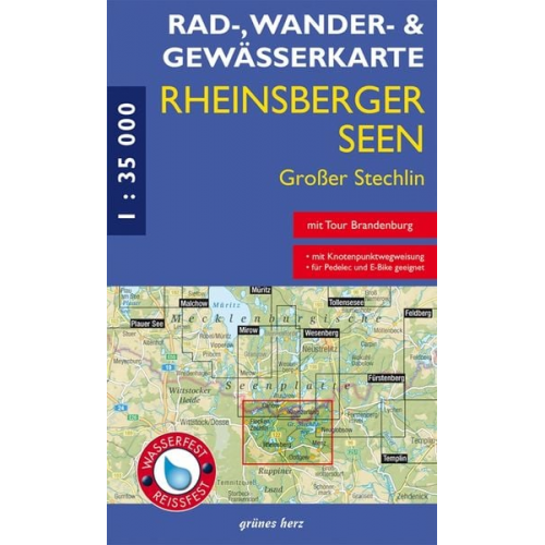 Rheinsberger Seen, Großer Stechlin 1 : 35 000 Rad -, Wander- und Gewässerkarte