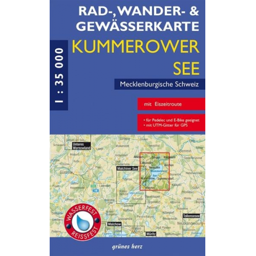 Rad-, Wander- und Gewässerkarte Kummerower See - Mecklenburgische Schweiz 1:35.000