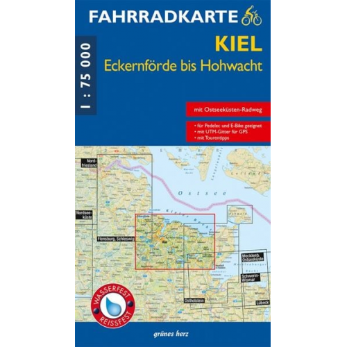 Fahrradkarte Kiel, Eckernförde bis Hohwacht 1:75.000