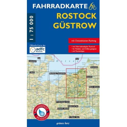 Fahrradkarte Rostock, Güstrow 1 : 75 000