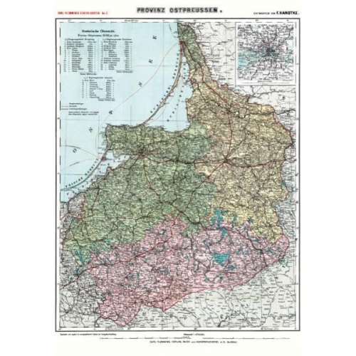 Friedrich Handtke - Historische Karte: Provinz Ostpreussen ­ um 1910 (Plano)