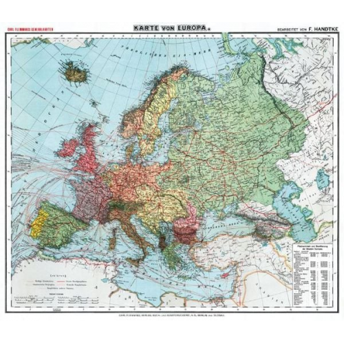 Friedrich Handtke - Historische Karte: Europa, um 1910 (Plano)