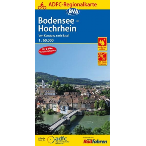 ADFC-Regionalkarte Bodensee-Hochrhein von Konstanz nach Basel 1:60.000
