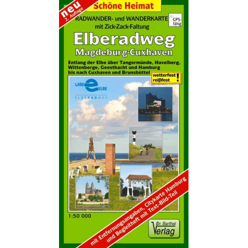 Verlag Barthel - Radwander- und Wanderkarte mit Zick-Zack-Faltung Elberadweg, Magdeburg-Cuxhaven