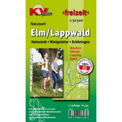 Sascha René Tacken - Elm/Lappwald (Königslutter, Helmstedt, Schöningen), KVplan, Wanderkarte/Radkarte/Freizeitkarte, 1:32.500 / 1:12.500