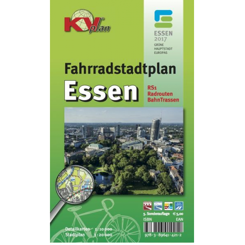 Sascha René Tacken - Essen  Fahrradstadtplan, KVplan, Radkarte/Wanderkarte/Stadtplan, 1:20.000 / 1:10.000