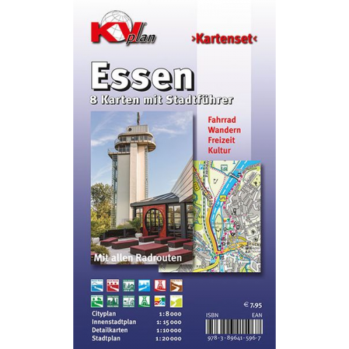 Sascha René Tacken - Essen  Kartenset, KVplan, Radkarte/Wanderkarte/Stadtplan, 1:20.000 / 1:15.000 / 1:10.000