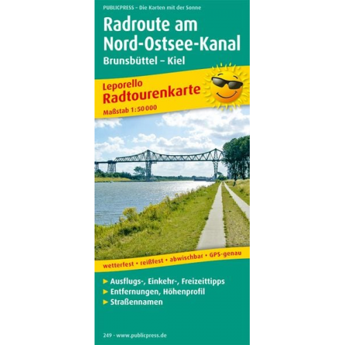 Radwanderkarte Radroute Nord-Ostsee-Kanal 1 : 50 000