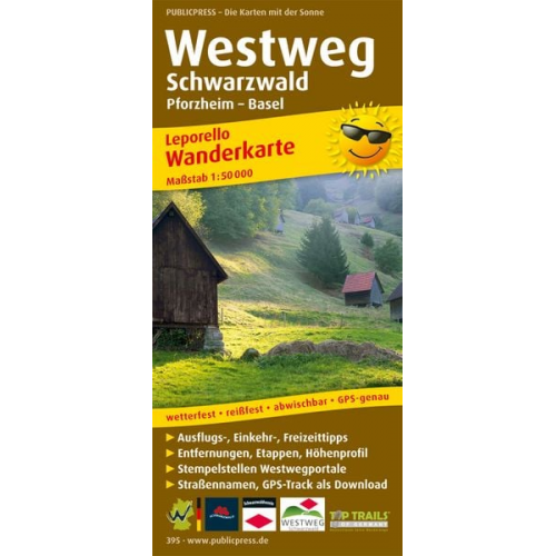 Wanderkarte Westweg Schwarzwald, Pforzheim - Basel 1 : 50 000