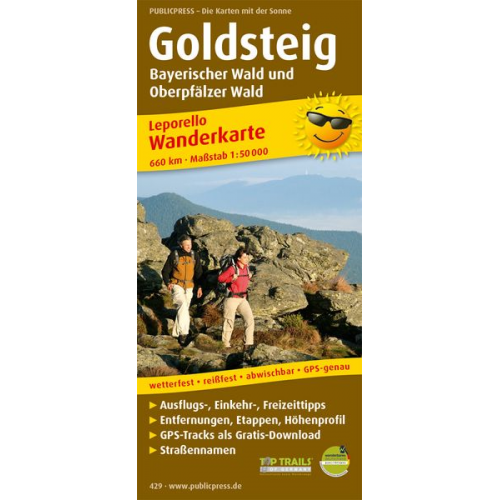 Wanderkarte Goldsteig, Bayerischer Wald und Oberpfälzer Wald 1 : 50 000