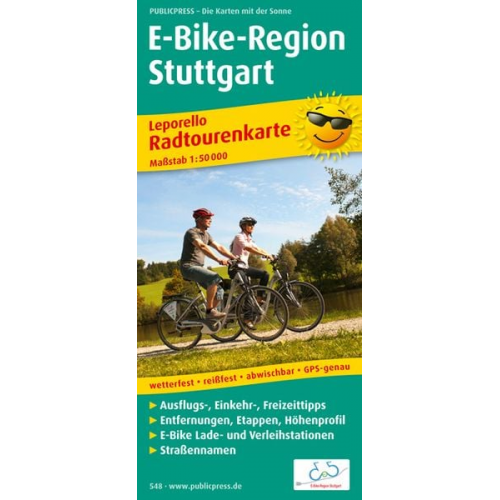 Radwanderkarte Leporello E-Bike-Region Stuttgart 1 : 50 000