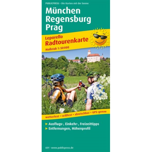 München - Regensburg - Prag Radwanderkarte