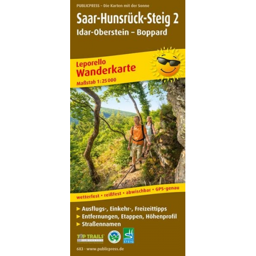 Saar-Hunsrück-Steig 2. Idar-Oberstein - Boppard Wanderkarte 1 : 25 000