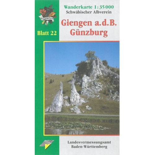 Karte des Schwäbischen Albvereins 22 Giengen a.d.B. - Günzburg 1 : 35 000